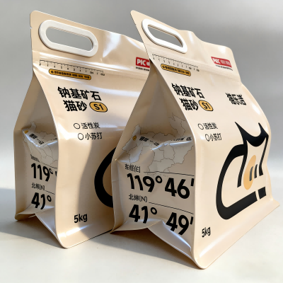 Осемстранна запечатана торба за котешка тоалетна с дръжка с цип